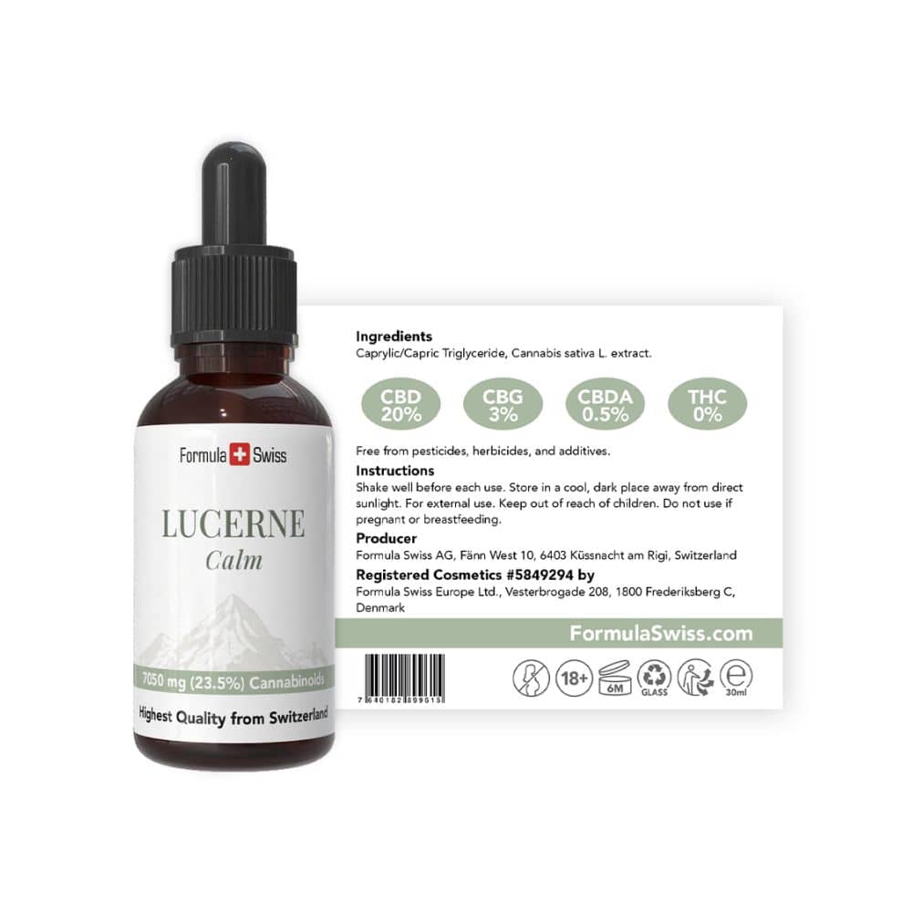 Бутилка Lucerne Calm с етикета си на бял фон