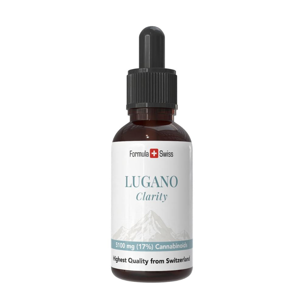 Бутилка Lugano Clarity с Formula Swiss брандиране на бял фон
